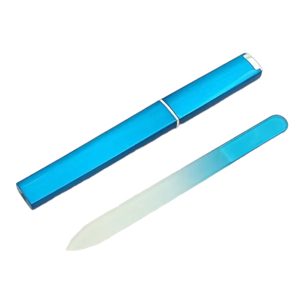 New - Glass Nail File with Case - Blue